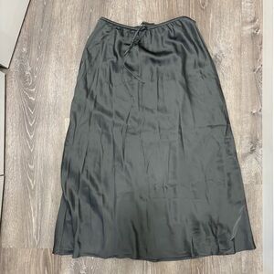 Abercrombie & Fitch Charcoal Satin Midi Skirt